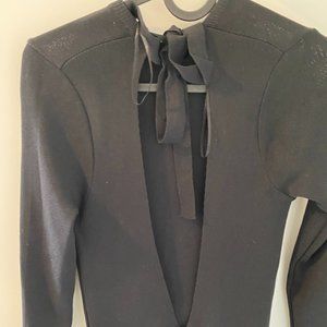 zara black backless midi dress